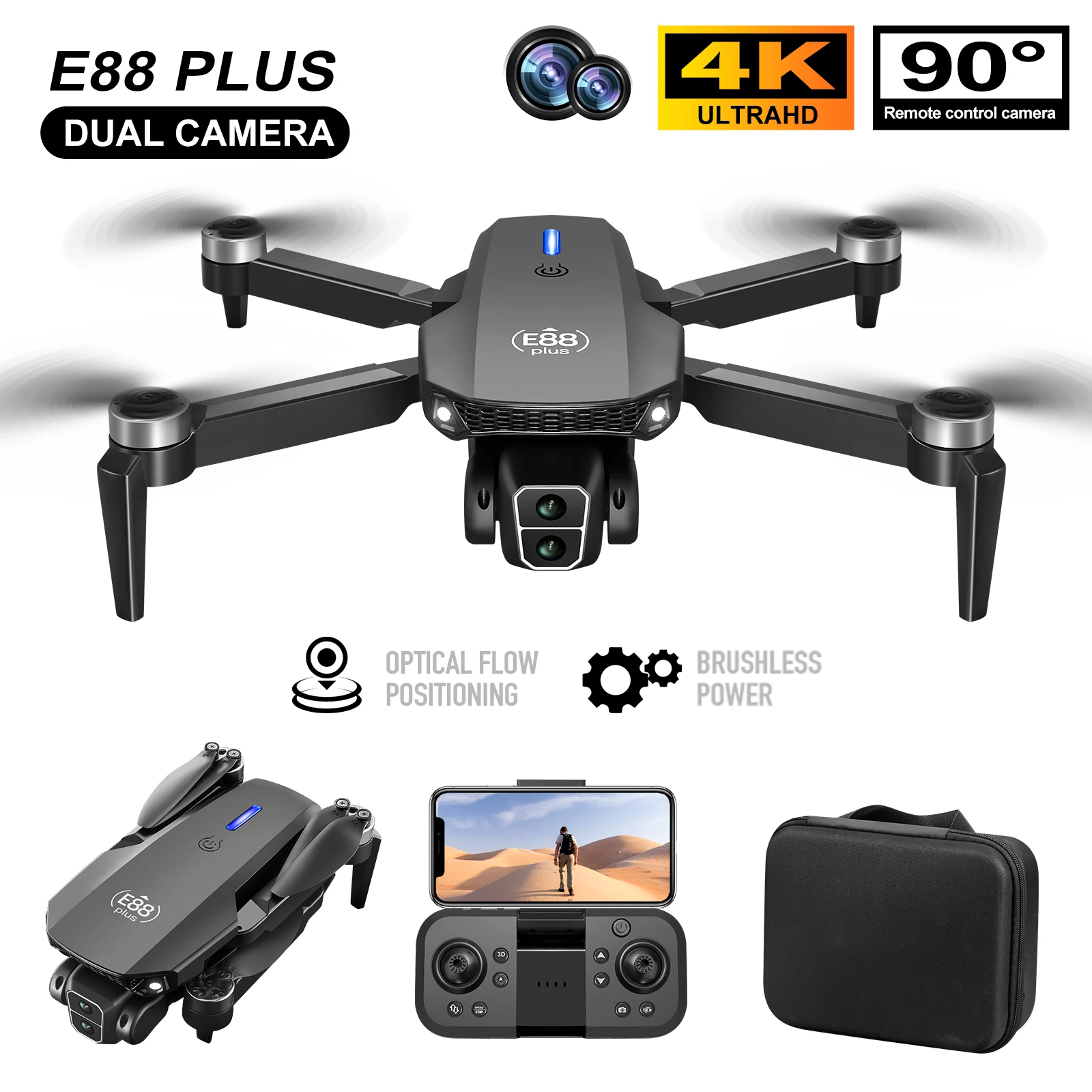 Drone Cinematic - 새로운 E88 Plus 쿼드콥터 드론: 90