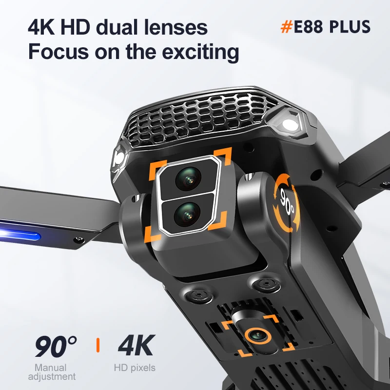 새로운 E88 Plus 쿼드콥터 드론: 90 °   전 - Drone Cinematic 리뷰 및 가격