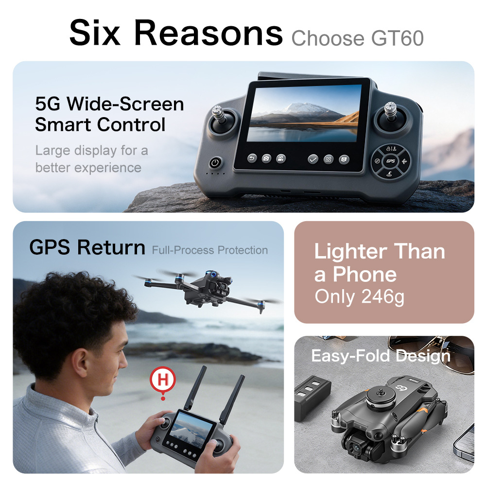 새로운 GT60 GPS 드론 고화질 항공 촬영 쿼드콥터 - Drone Multispectral 리뷰 및 가격
